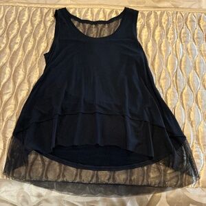 BCBGMAXAZARIA Solid and Sheer Tank Top Black Size S